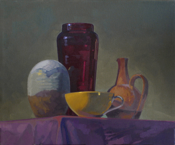 Still Life with Red Glass Vase