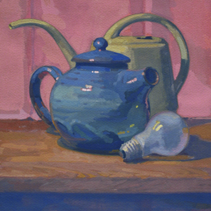 Still Life with Teapot, Light Bulb and Watering Can