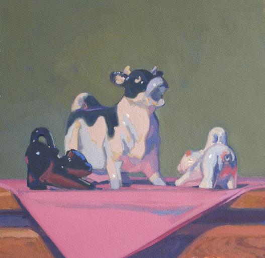 Cow Pitcher chased by Cats